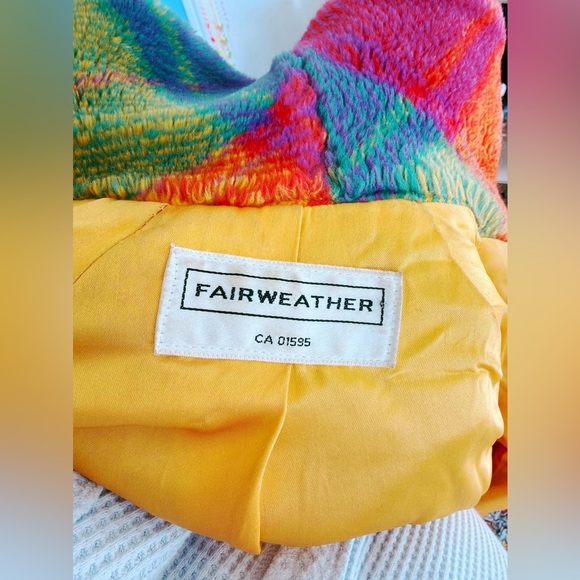 Vintage 80s 90s Bright rainbow plaid faux fur jacket - Picture 7 of 8